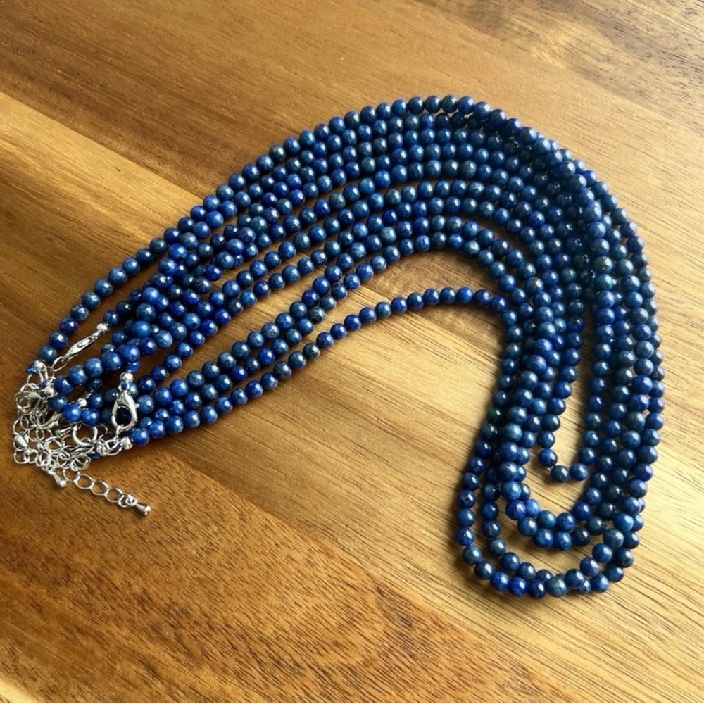 Blue Lapis Lazuli Bead Necklace Chain 18-20” Adjustable Southwest Style New - Picture 4 of 4